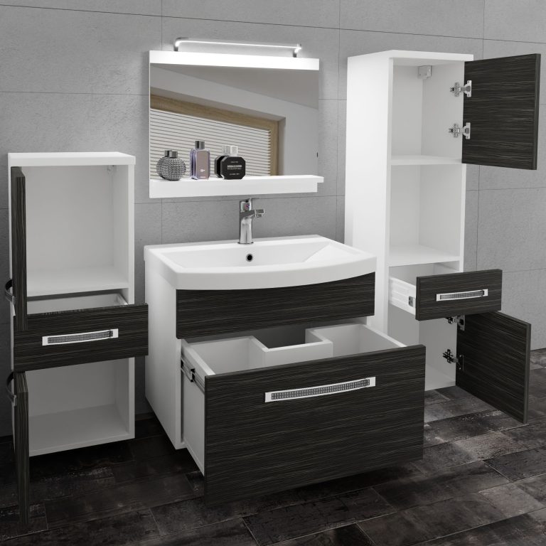 Koupelnový nábytek Belini Premium Full Version královský eben
+ umyvadlo + zrcadlo + LED osvětlení Glamour 78 Výrobce GLA M 5/0/W/HK/0/MB/PP
 