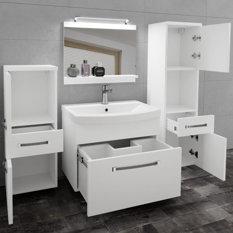 Koupelnový nábytek Belini Premium Full Version bílý mat + umyvadlo + zrcadlo + LED osvětlení Glamour 77 Výrobce GLA M 5/0/W/W/0/MB/PP
