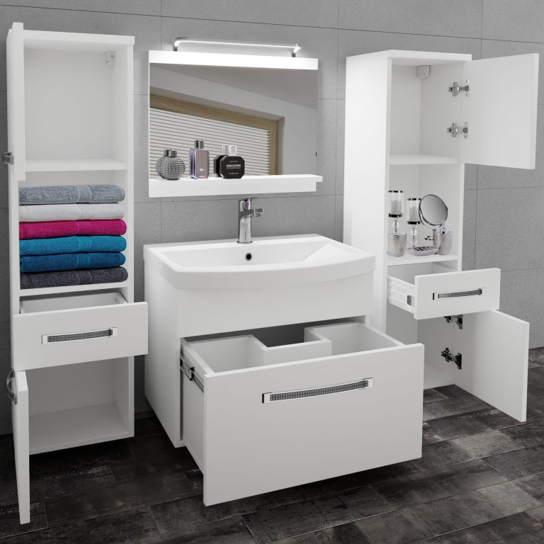 Koupelnový nábytek Belini Premium Full Version bílý mat + umyvadlo + zrcadlo + LED osvětlení Glamour 96 Výrobce GLA M 6/0/W/W/0/MB/PP
