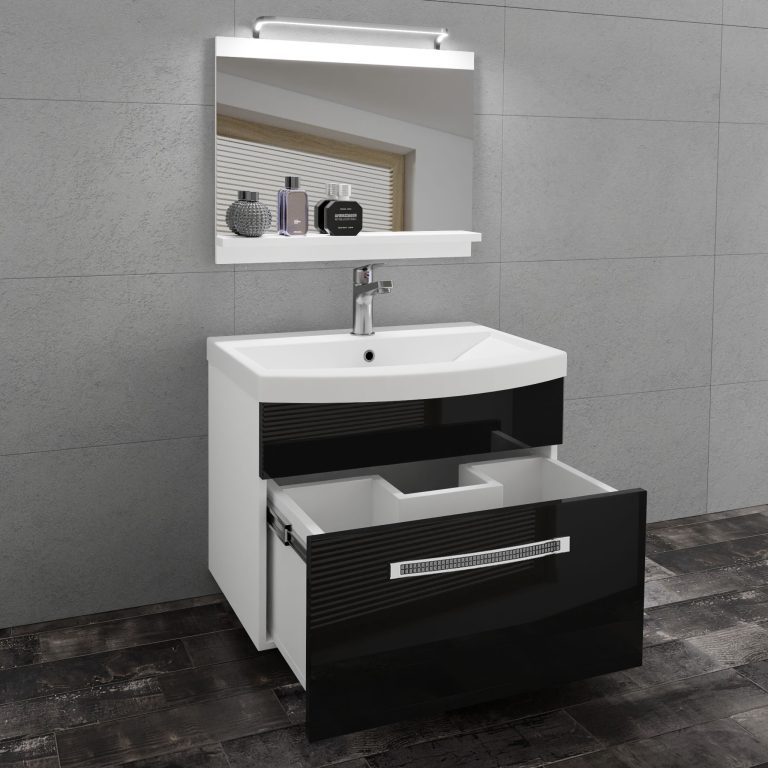 Koupelnový nábytek Belini Premium Full Version černý lesk + umyvadlo + zrcadlo + LED osvětlení Glamour 6 Výrobce GLA P 1/0/W/B/0/MB/PP