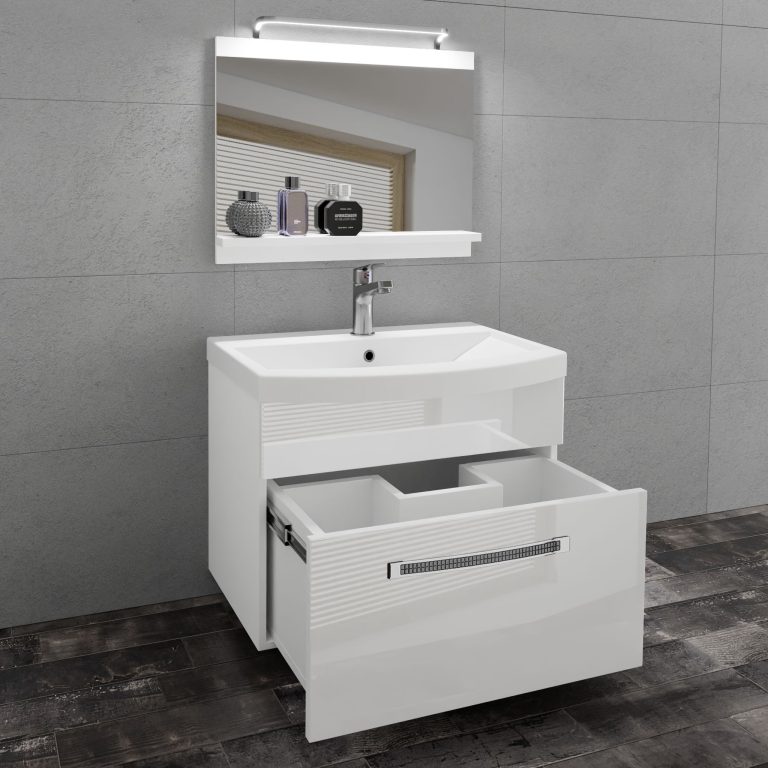 Koupelnový nábytek Belini Premium Full Version bílý lesk + umyvadlo + zrcadlo + LED osvětlení Glamour 5 Výrobce GLA P 1/0/W/W/0/MB/PP