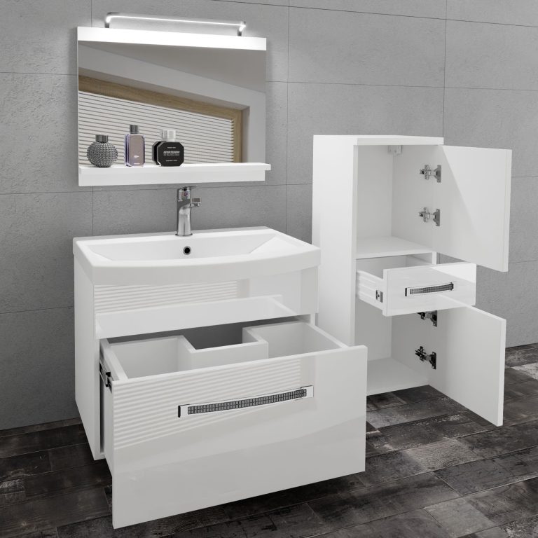 Koupelnový nábytek Belini Premium Full Version bílý lesk + umyvadlo + zrcadlo + LED osvětlení Glamour 24 Výrobce GLA P 2/0/W/W/0/MB/PP
