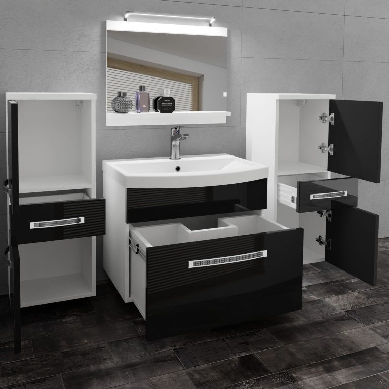 Koupelnový nábytek Belini Premium Full Version černý lesk
+ umyvadlo + zrcadlo + LED osvětlení Glamour 63 Výrobce GLA P 4/0/W/B/0/MB/PP
