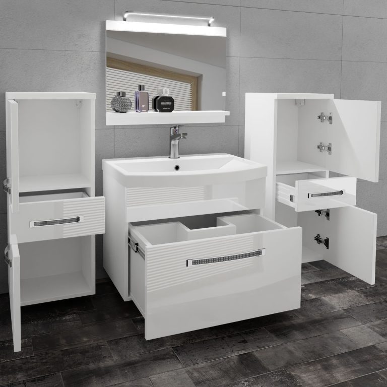 Koupelnový nábytek Belini Premium Full Version bílý lesk + umyvadlo + zrcadlo + LED osvětlení Glamour 62 Výrobce GLA P 4/0/W/W/0/MB/PP
