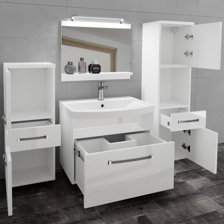 Koupelnový nábytek Belini Premium Full Version bílý lesk + umyvadlo + zrcadlo + LED osvětlení Glamour 81 Výrobce GLA P 5/0/W/W/0/MB/PP

