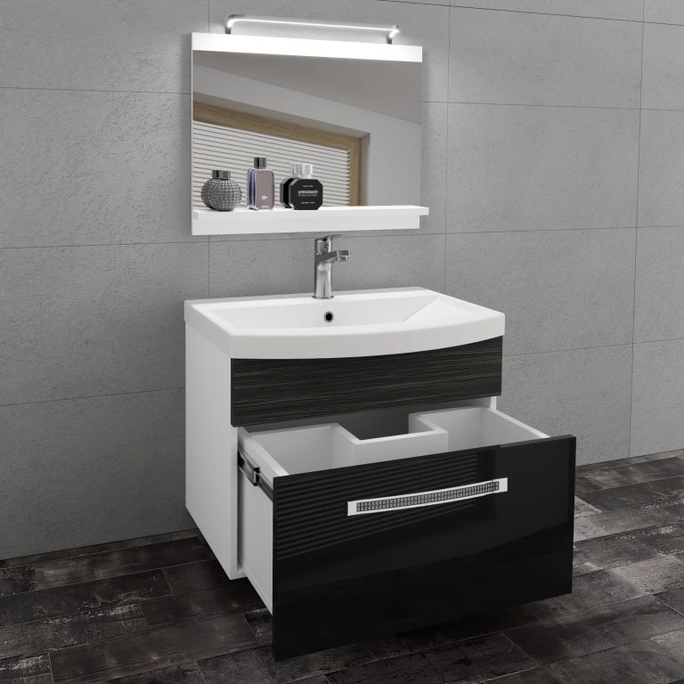 Koupelnový nábytek Belini Premium Full Version černý lesk / královský eben + umyvadlo + zrcadlo + LED osvětlení Glamour 18 Výrobce GLA PM 1/0/W/BHK/0/MB/PP
