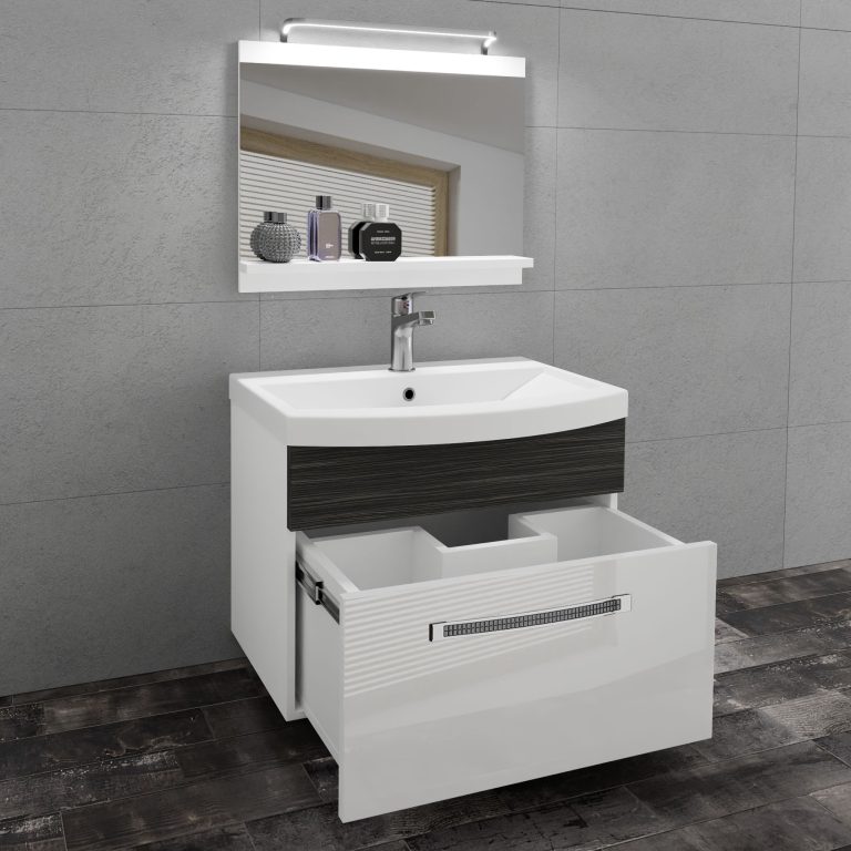 Koupelnový nábytek Belini Premium Full Version bílý lesk / královský eben + umyvadlo + zrcadlo + LED osvětlení Glamour 16 Výrobce GLA PM 1/0/W/WHK/0/MB/PP
