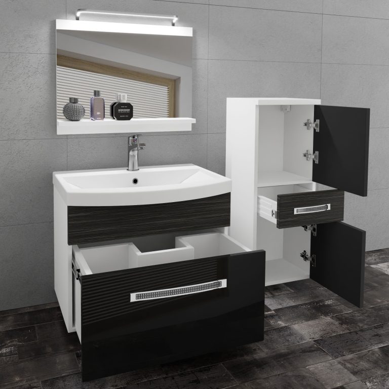 Koupelnový nábytek Belini Premium Full Version černý lesk / královský eben + umyvadlo + zrcadlo + LED osvětlení Glamour 37 Výrobce GLA PM 2/0/W/BHK/0/MB/PP
