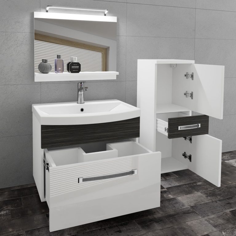 Koupelnový nábytek Belini Premium Full Version bílý lesk / královský eben + umyvadlo + zrcadlo + LED osvětlení Glamour 35 Výrobce GLA PM 2/0/W/WHK/0/MB/PP
