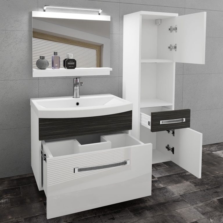 Koupelnový nábytek Belini Premium Full Version bílý lesk / královský eben + umyvadlo + zrcadlo + LED osvětlení Glamour 54 Výrobce GLA PM 3/0/W/WHK/0/MB/PP
