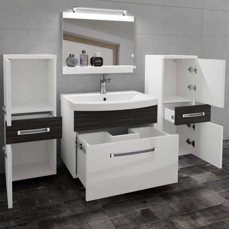 Koupelnový nábytek Belini Premium Full Version bílý lesk / královský eben + umyvadlo + zrcadlo + LED osvětlení Glamour 73 Výrobce GLA PM 4/0/W/WHK/0/MB/PP
