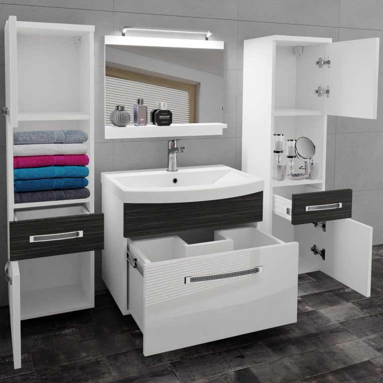 Koupelnový nábytek Belini Premium Full Version bílý lesk / královský eben + umyvadlo + zrcadlo + LED osvětlení Glamour 111 Výrobce GLA PM 6/0/W/WHK/0/MB/PP
