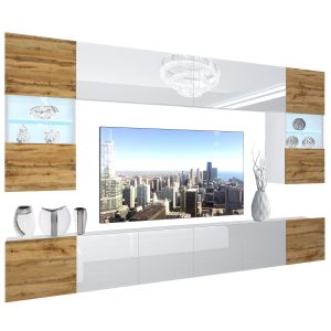 Obývací stěna Belini Premium Full Version bílý lesk / dub wotan + LED osvětlení Nexum 6 Výrobce