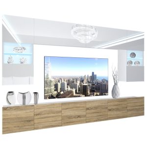 Obývací stěna Belini Premium Full Version  bílý lesk / dub sonoma+ LED osvětlení Nexum 4 Výrobce