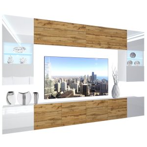 Obývací stěna Belini Premium Full Version bílý lesk / dub wotan + LED osvětlení Nexum 7 Výrobce