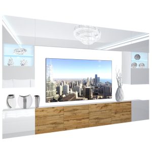Obývací stěna Belini Premium Full Version bílý lesk / dub wotan + LED osvětlení Nexum 8 Výrobce