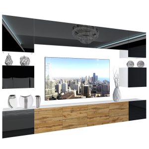 Obývací stěna Belini Premium Full Version černý lesk / dub wotan + LED osvětlení Nexum 53 Výrobce
