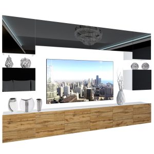 Obývací stěna Belini Premium Full Version černý lesk / dub wotan + LED osvětlení Nexum 51 Výrobce
