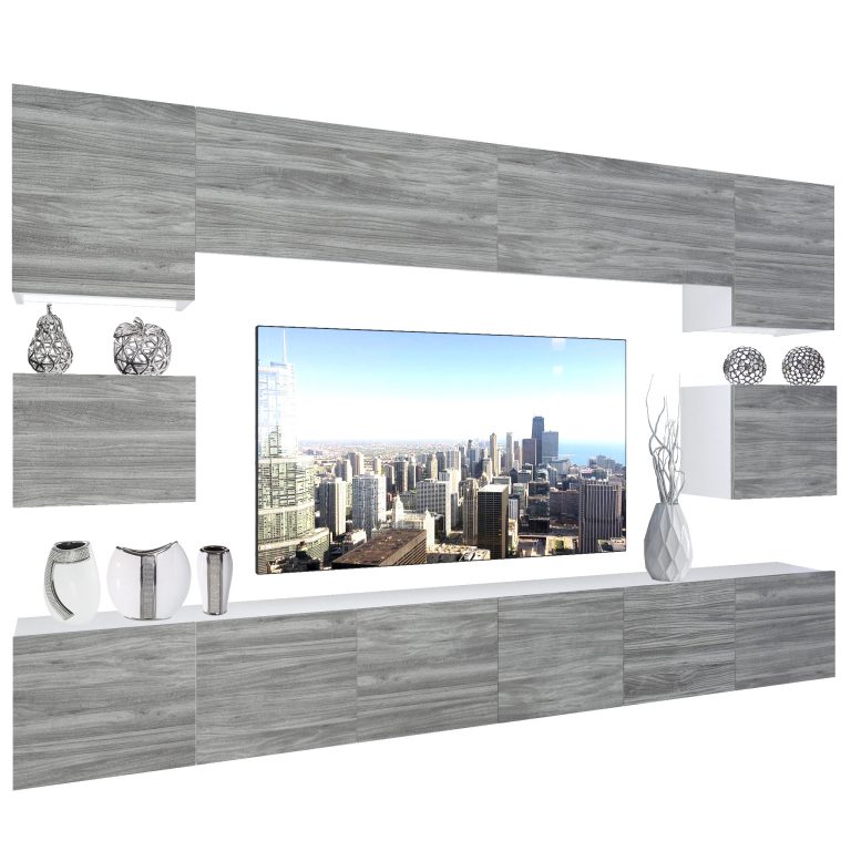 Obývací stěna Belini Premium Full Version  šedý antracit Glamour Wood+ LED osvětlení Nexum 49 Výrobce NEX 3/0/W/GW1/0/0/PP