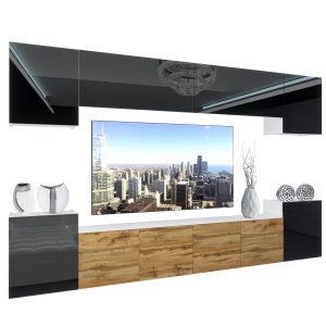 Obývací stěna Belini Premium Full Version černý lesk / dub wotan + LED osvětlení Nexum 70 Výrobce
