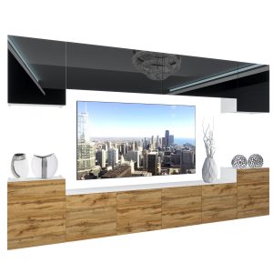 Obývací stěna Belini Premium Full Version černý lesk / dub wotan + LED osvětlení Nexum 67 Výrobce
