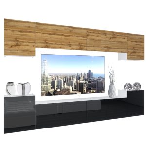 Obývací stěna Belini Premium Full Version dub wotan / černý lesk + LED osvětlení Nexum 66 Výrobce
