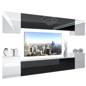 Obývací stěna Belini Premium Full Version bílý lesk / černý lesk + LED osvětlení Nexum 56 Výrobce