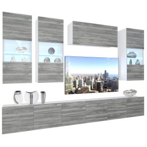 Obývací stěna Belini Premium Full Version  šedý antracit Glamour Wood + LED osvětlení Nexum 83 Výrobce
