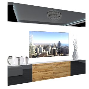 Obývací stěna Belini Premium Full Version černý lesk / dub wotan + LED osvětlení Nexum 95 Výrobce
