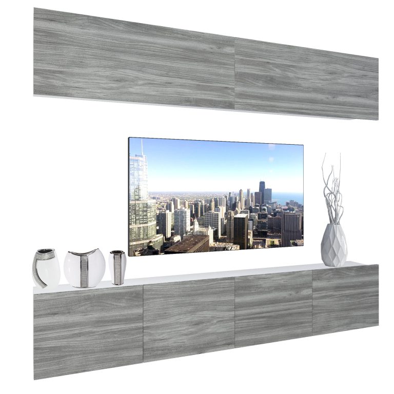 Obývací stěna Belini Premium Full Version  šedý antracit Glamour Wood + LED osvětlení Nexum 96 Výrobce NEX 6/0/W/GW1/0/0/PP
