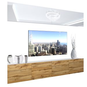 Obývací stěna Belini Premium Full Version bílý lesk / dub wotan + LED osvětlení Nexum 90 Výrobce
