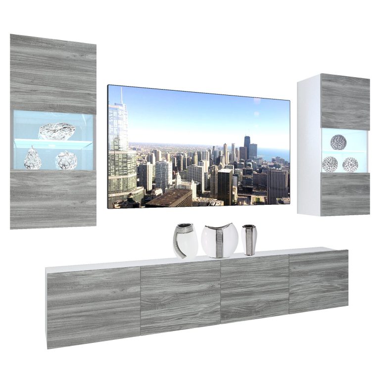 Obývací stěna Belini Premium Full Version  šedý antracit Glamour Wood + LED osvětlení Nexum 111 Výrobce NEX 7/0/W/GW1/0/0/PP
