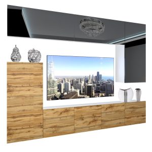Obývací stěna Belini Premium Full Version černý lesk / dub wotan + LED osvětlení Nexum 137 Výrobce
