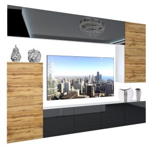 Obývací stěna Belini Premium Full Version černý lesk / dub wotan + LED osvětlení Nexum 126 Výrobce
