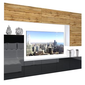 Obývací stěna Belini Premium Full Version dub wotan / černý lesk + LED osvětlení Nexum 130 Výrobce
