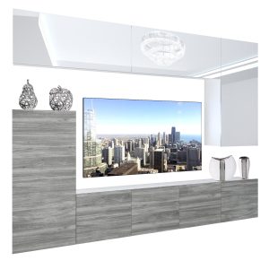Obývací stěna Belini Premium Full Version  bílý lesk / dšedý antracit Glamour Wood + LED osvětlení Nexum 118 Výrobce
