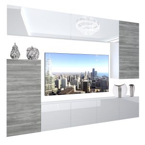 Obývací stěna Belini Premium Full Version  bílý lesk / dšedý antracit Glamour Wood + LED osvětlení Nexum 119 Výrobce
