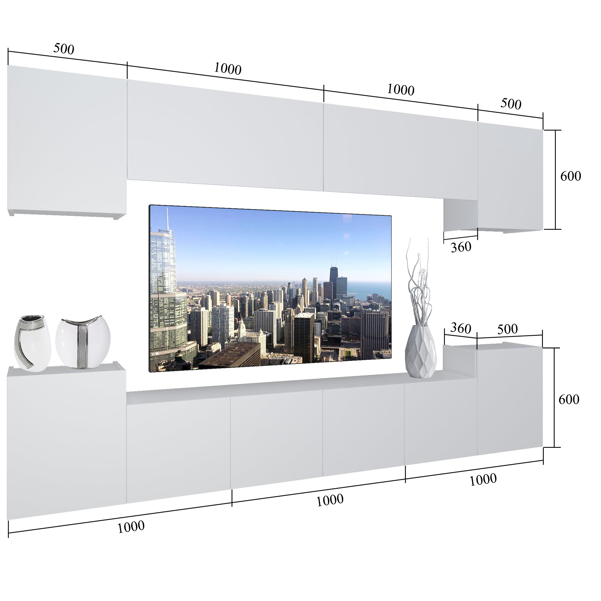 Obývací stěna Belini Premium Full Version bílý lesk / dub wotan + LED osvětlení Nexum 62 Výrobce
