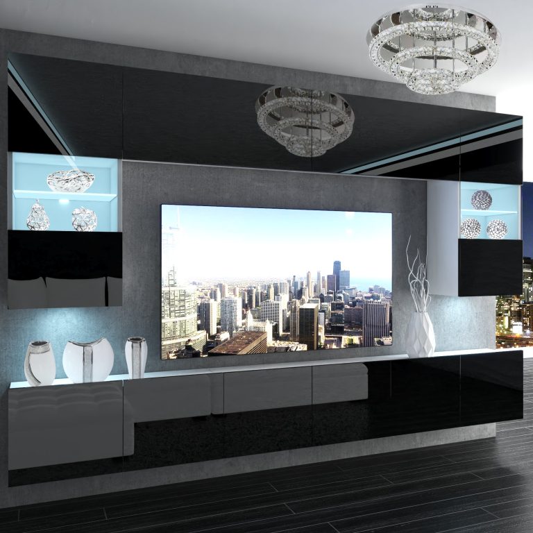 Obývací stěna Belini Premium Full Version černý lesk + LED osvětlení Nexum 9 Výrobce NEX 1/0/W/B/0/0/PP