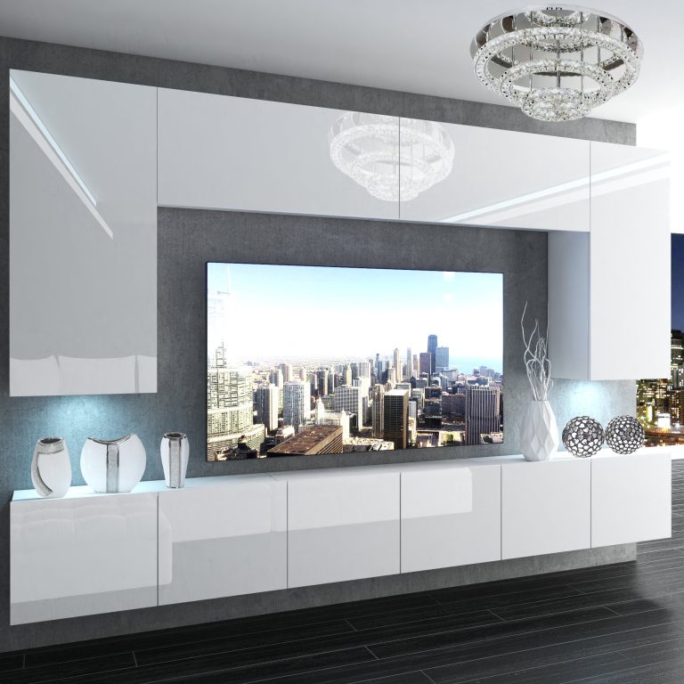 Obývací stěna Belini Premium Full Version  bílý lesk + LED osvětlení Nexum 19 Výrobce NEX 2/0/W/W/0/0/PP