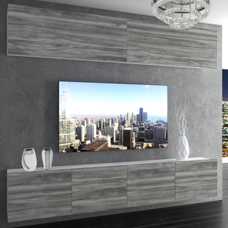 Obývací stěna Belini Premium Full Version  šedý antracit Glamour Wood + LED osvětlení Nexum 96 Výrobce NEX 6/0/W/GW1/0/0/PP
