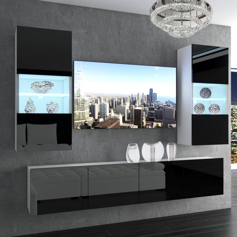 Obývací stěna Belini Premium Full Version černý lesk + LED osvětlení Nexum 106 Výrobce NEX 7/0/W/B/0/0/PP