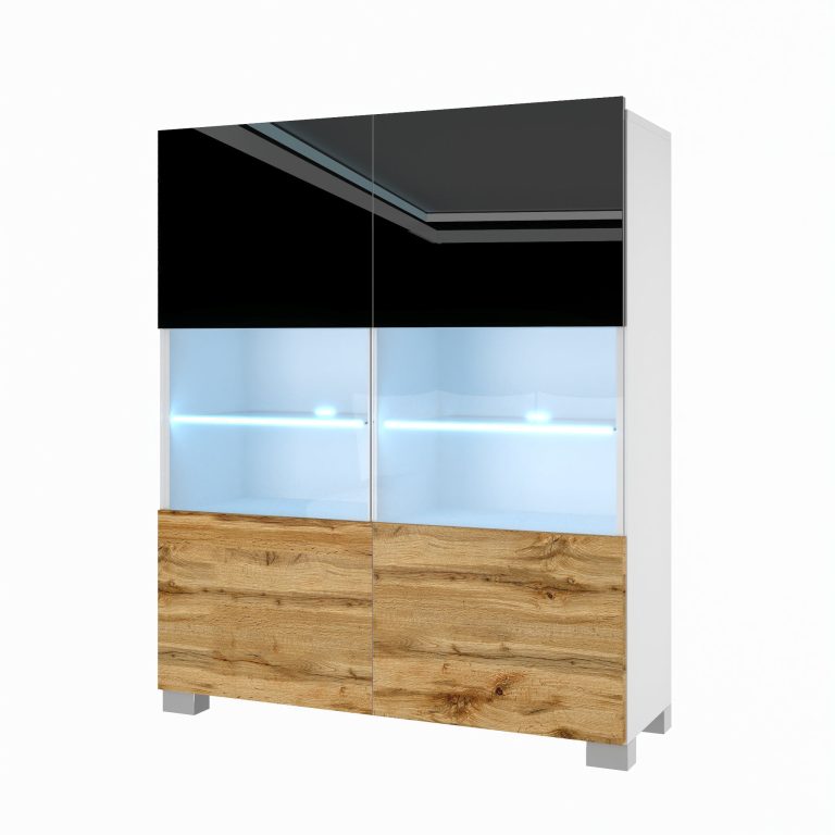 Komoda Belini Premium Full Version černý lesk / dub wotan + LED osvětlení Nexum 9 Výrobce NEX KOM1/1/W/BDW/0/0