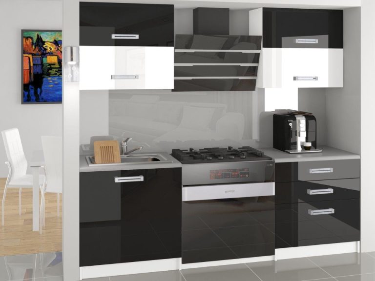 Kuchyňská linka Belini 120 cm černý lesk / bílý lesk bez pracovní desky Eleganta2 Výrobce INF ELEGANTA2/2/WT/BWB/BB/B1