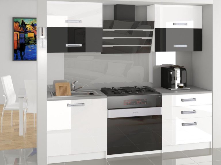Kuchyňská linka Belini 120 cm bílý lesk / černý lesk s pracovní deskou Eleganta2 Výrobce INF ELEGANTA2/2/WT/WBW/0/B1

