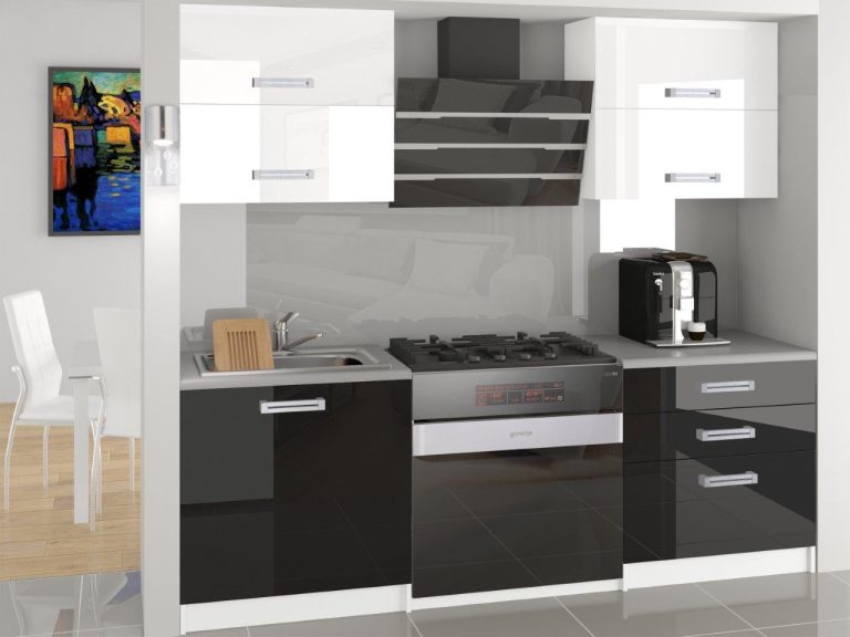Kuchyňská linka Belini 120 cm bílý lesk / černý lesk s pracovní deskou Eleganta2 Výrobce INF ELEGANTA2/2/WT/WB/0/B1