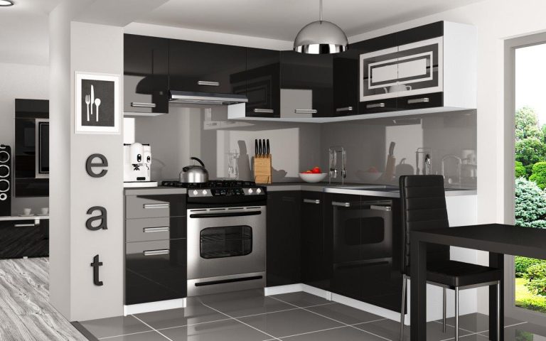 Kuchyňská linka Belini 360 cm černý lesk s pracovní deskou Lidia2 Výrobce INF LIDIA2/6/WT/B/0/B1