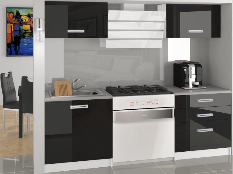 Kuchyňská linka Belini 120 cm černý lesk
 s pracovní deskou Vulcano Výrobce INF VULCANO/3/WT/B/0/D