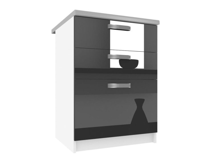 Kuchyňská skříňka Belini spodní se zásuvkami 60 cm černý lesk bez pracovní desky Výrobce INF SDSZ60/1/WT/B/0/F