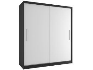 Šatní skříň 158 cm Belini černý mat / bílý mat s posuvnými dveřmi Výrobce SI SZP3/1/B/W/0/AL